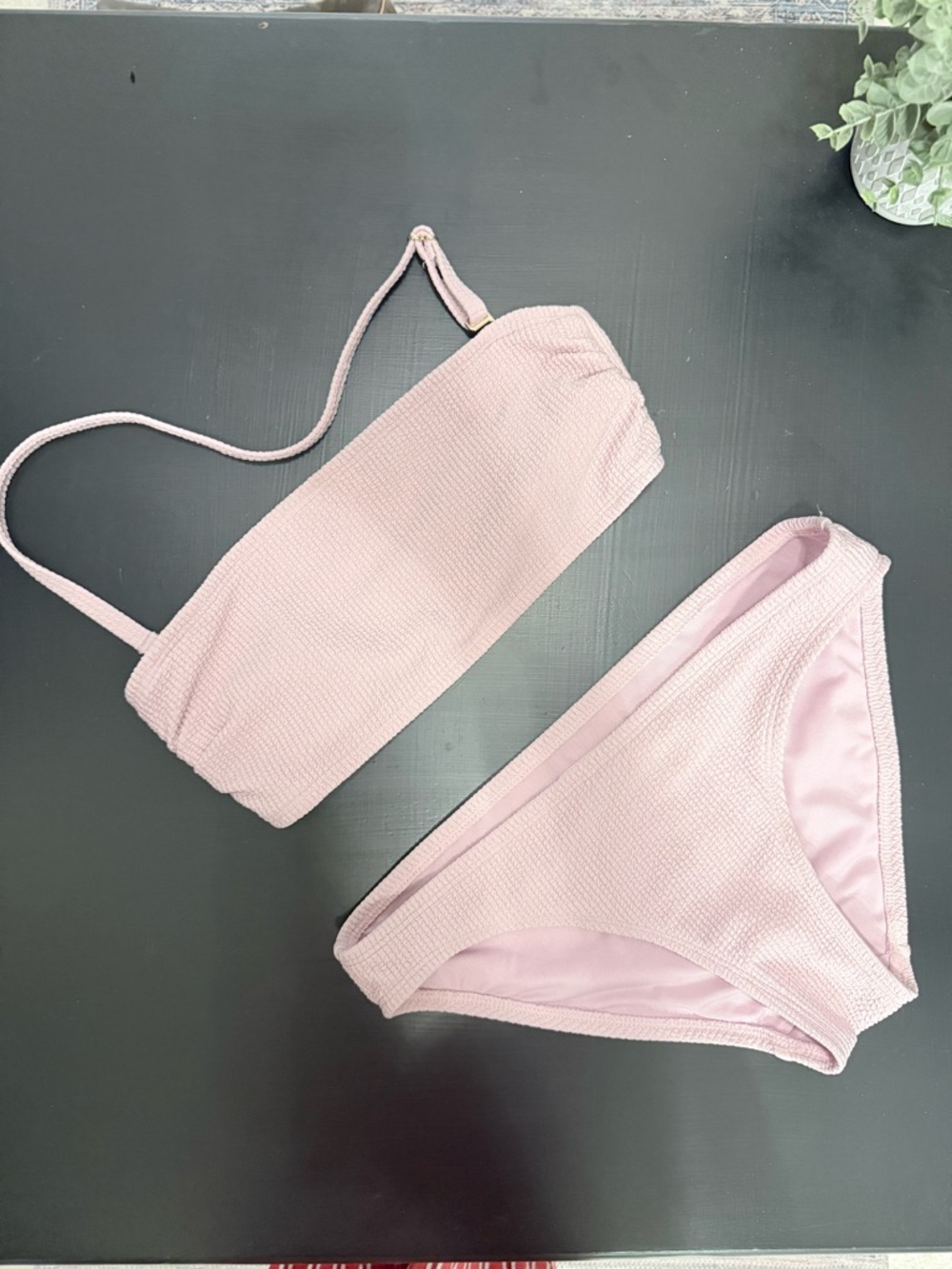 NWOT Michael Kors Pale Pink Textured Bandeau Bikini Set